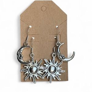 Silver Sun and Moon Earrings